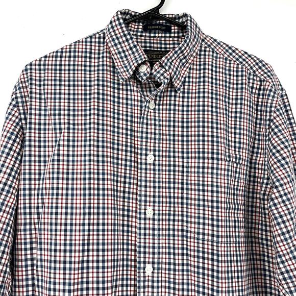 Pendleton Bridgeport blue red check long sleeve button front shirt (M) - Picture 2 of 6